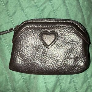 Brighton Metallic Pewter Brown Leather Coin Purse w/ Heart Detail VINTAGE NWOT!!